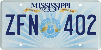 MS license plate ZFN402