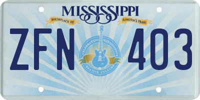 MS license plate ZFN403