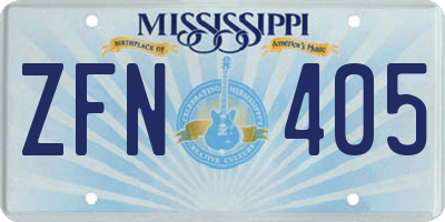 MS license plate ZFN405