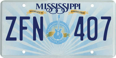 MS license plate ZFN407