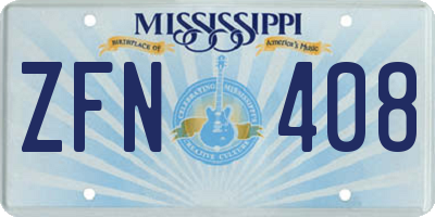 MS license plate ZFN408