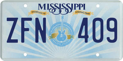 MS license plate ZFN409