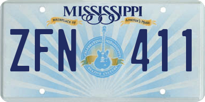 MS license plate ZFN411