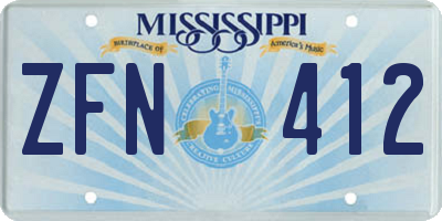 MS license plate ZFN412