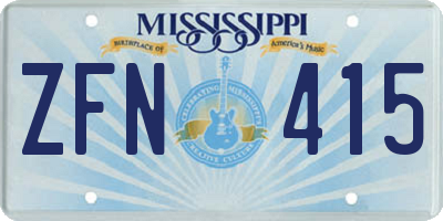 MS license plate ZFN415