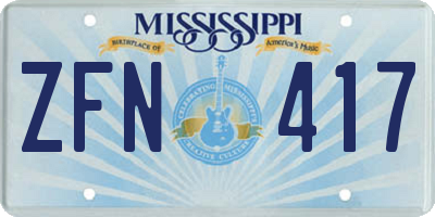 MS license plate ZFN417