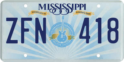 MS license plate ZFN418