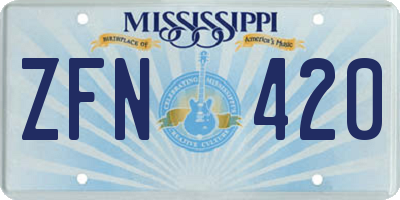 MS license plate ZFN420