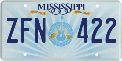 MS license plate ZFN422