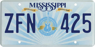MS license plate ZFN425