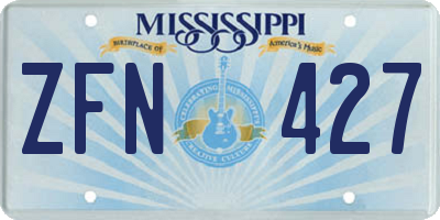 MS license plate ZFN427