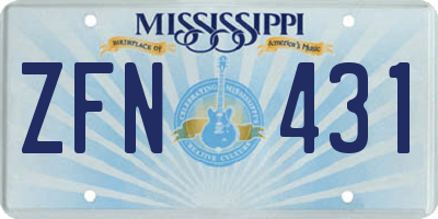 MS license plate ZFN431