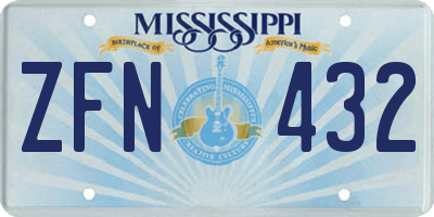 MS license plate ZFN432