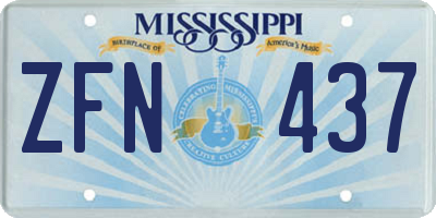MS license plate ZFN437