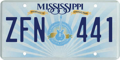 MS license plate ZFN441