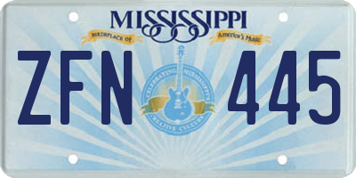 MS license plate ZFN445
