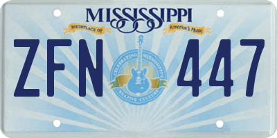 MS license plate ZFN447