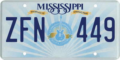 MS license plate ZFN449