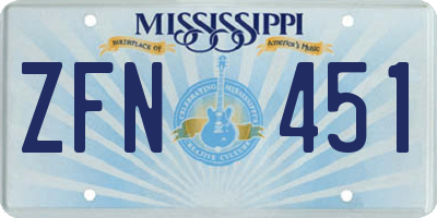 MS license plate ZFN451