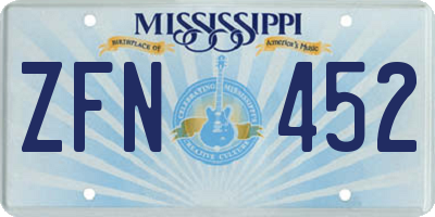 MS license plate ZFN452