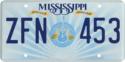 MS license plate ZFN453
