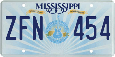 MS license plate ZFN454