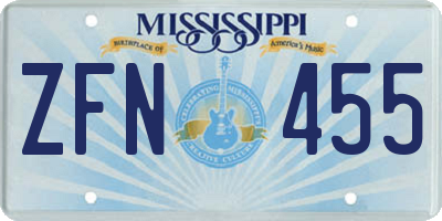MS license plate ZFN455