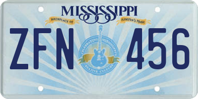 MS license plate ZFN456
