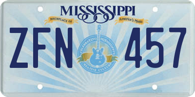 MS license plate ZFN457