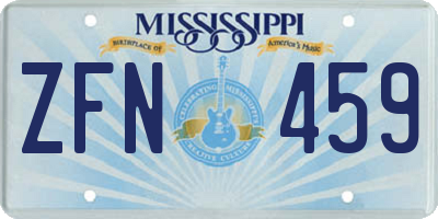 MS license plate ZFN459