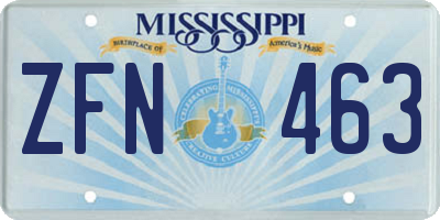 MS license plate ZFN463