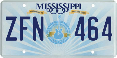 MS license plate ZFN464