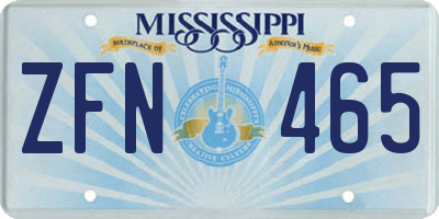 MS license plate ZFN465