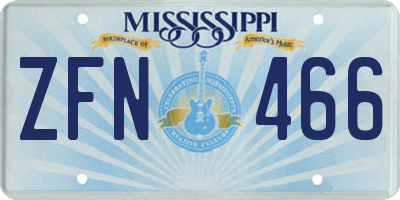 MS license plate ZFN466