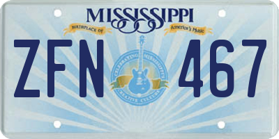 MS license plate ZFN467