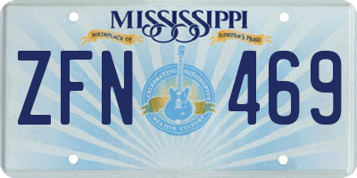 MS license plate ZFN469