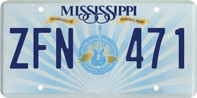 MS license plate ZFN471