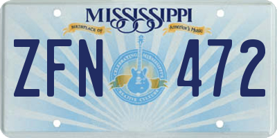MS license plate ZFN472