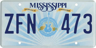 MS license plate ZFN473