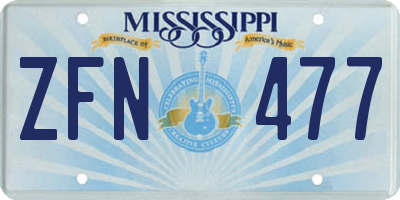 MS license plate ZFN477