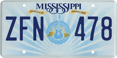 MS license plate ZFN478