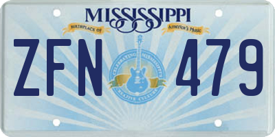 MS license plate ZFN479