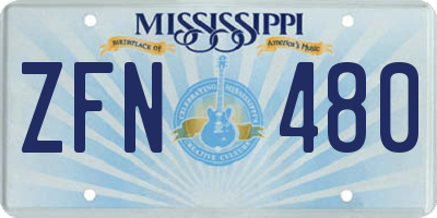 MS license plate ZFN480
