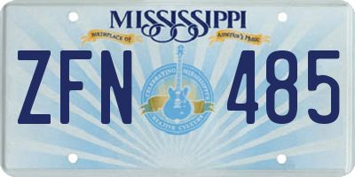 MS license plate ZFN485