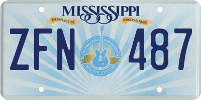 MS license plate ZFN487