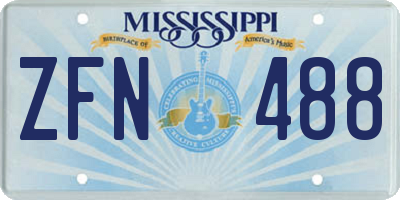 MS license plate ZFN488