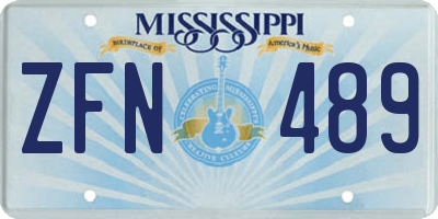 MS license plate ZFN489