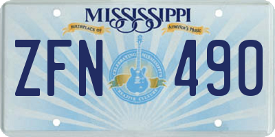 MS license plate ZFN490