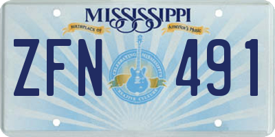 MS license plate ZFN491