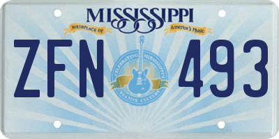 MS license plate ZFN493